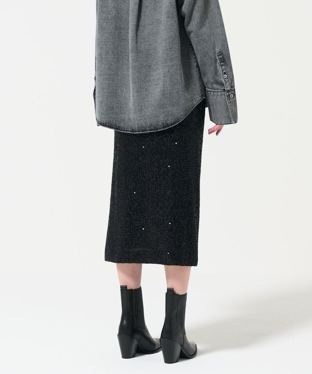 GRACE CONTINENTAL スパンコールタイトスカート ブラック