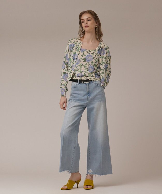 GRACE CONTINENTAL ローズプリントニットカーディガン キナリ