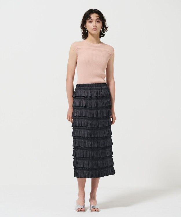 GRACE CONTINENTAL リブシアーニットトップ ピンク