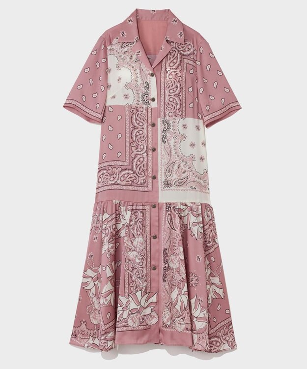 GRACE CONTINENTAL バンダナプリントシャツドレス ピンク