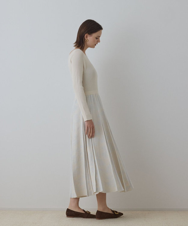 GRACE CONTINENTAL ラメモールニットジャガードワンピース キナリ