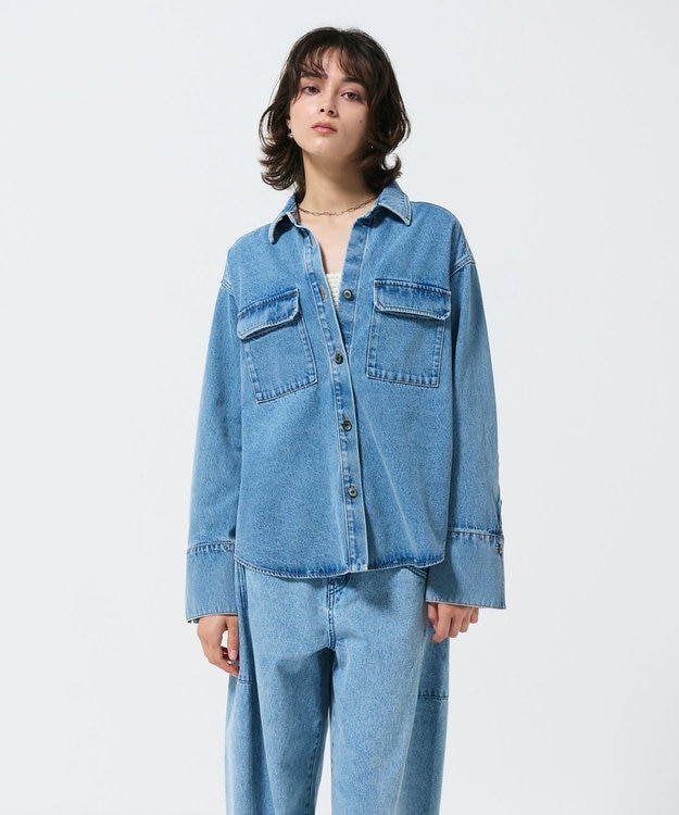 GRACE CONTINENTAL スタッズデニムシャツ インディゴ