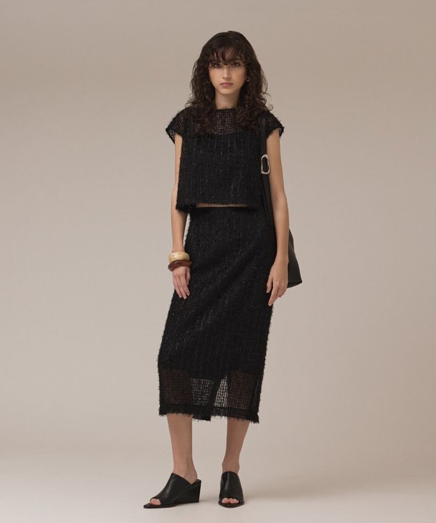 GRACE CONTINENTAL バックフレアチュールトップ ブラック