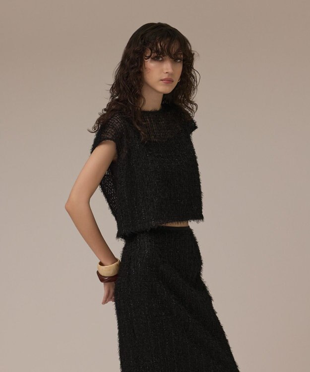 GRACE CONTINENTAL バックフレアチュールトップ ブラック