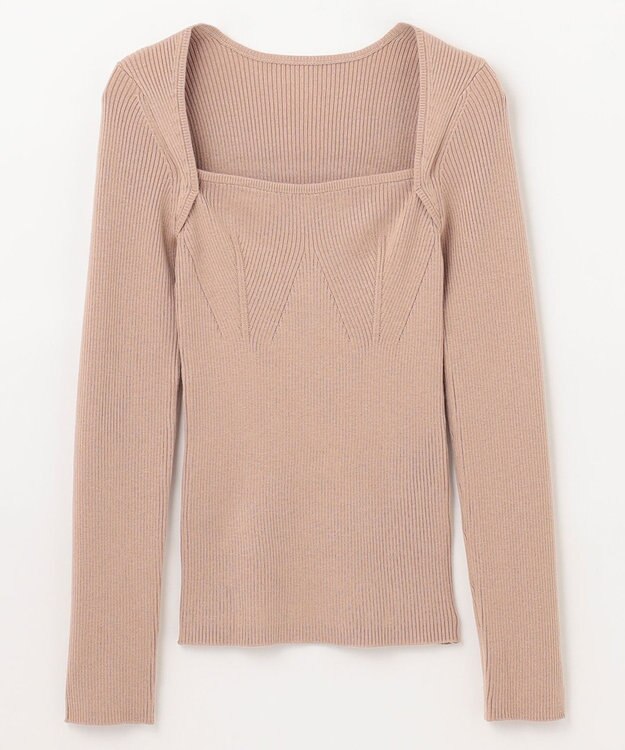 GRACE CONTINENTAL スクエアネックリブトップ ベージュ