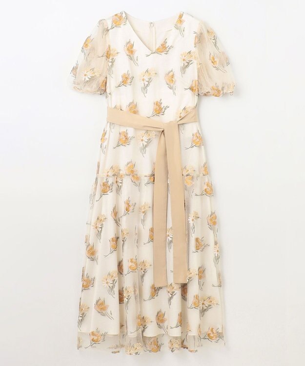 GRACE CONTINENTAL レトロフラワー刺繍ワンピース キナリ