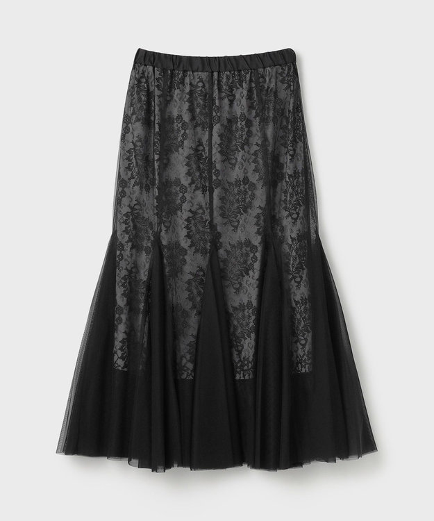 GRACE CONTINENTAL レースレイヤードチュールスカート ブラック