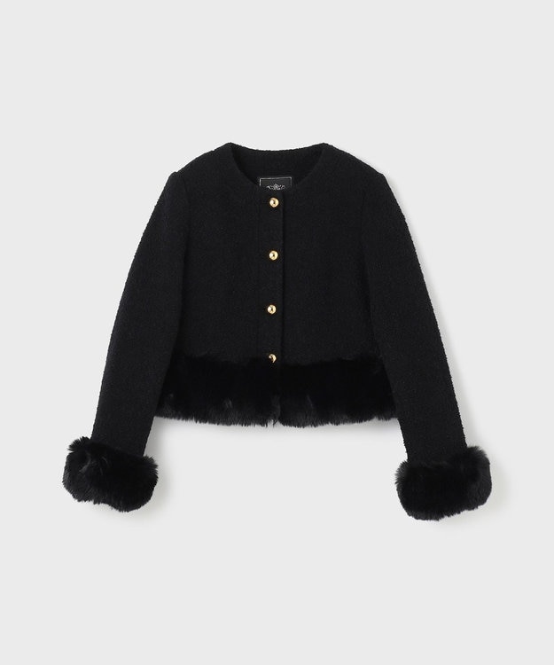 GRACE CONTINENTAL ツイードコンビジャケット ブラック