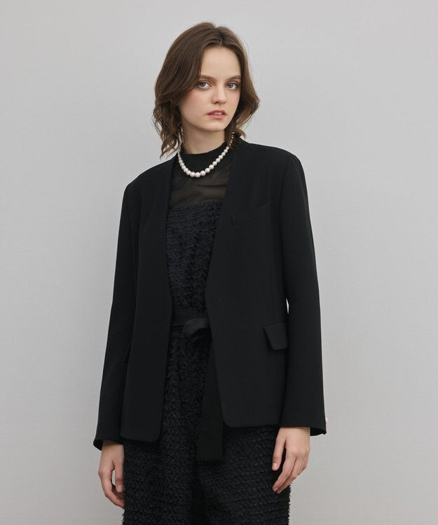 GRACE CONTINENTAL トリアセノーカラージャケット ブラック