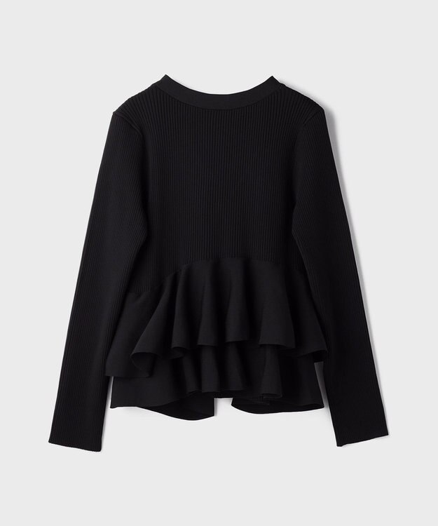 GRACE CONTINENTAL ペプラムニットカーディガン ブラック