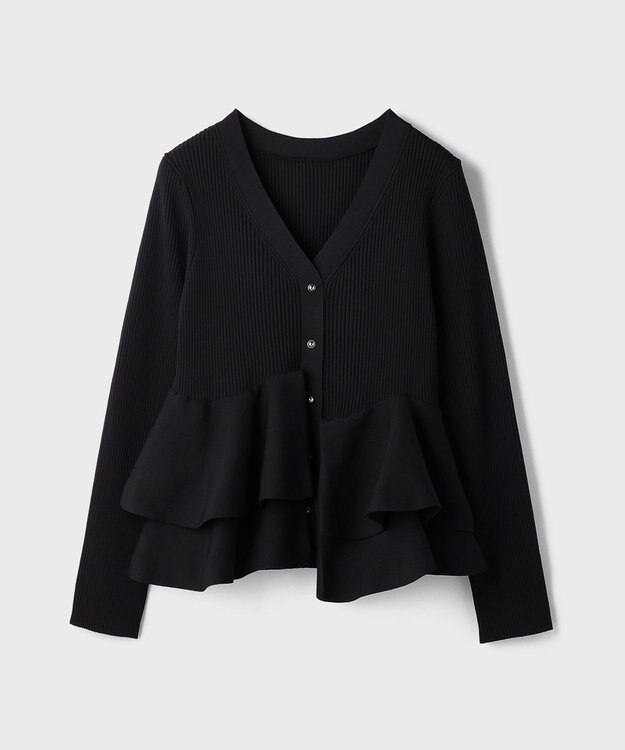 GRACE CONTINENTAL ペプラムニットカーディガン ブラック