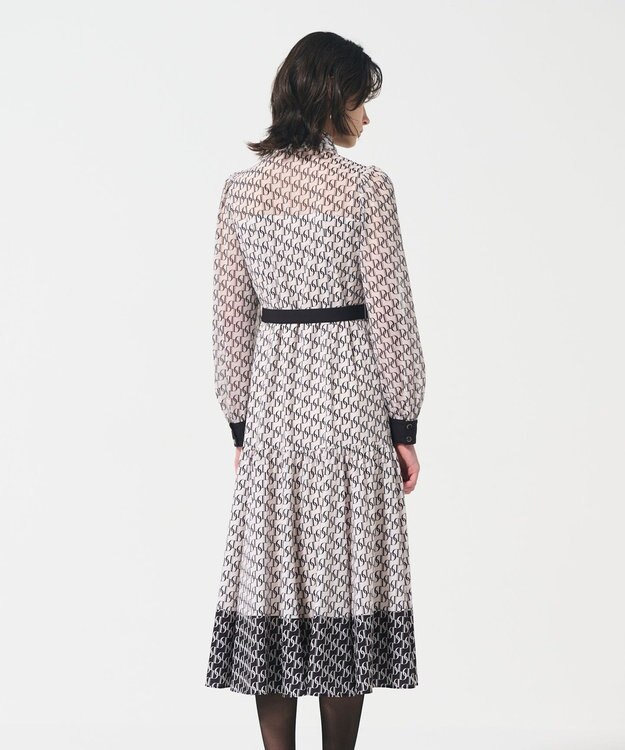 GRACE CONTINENTAL モノグラムプリントレイヤードワンピース ブラック