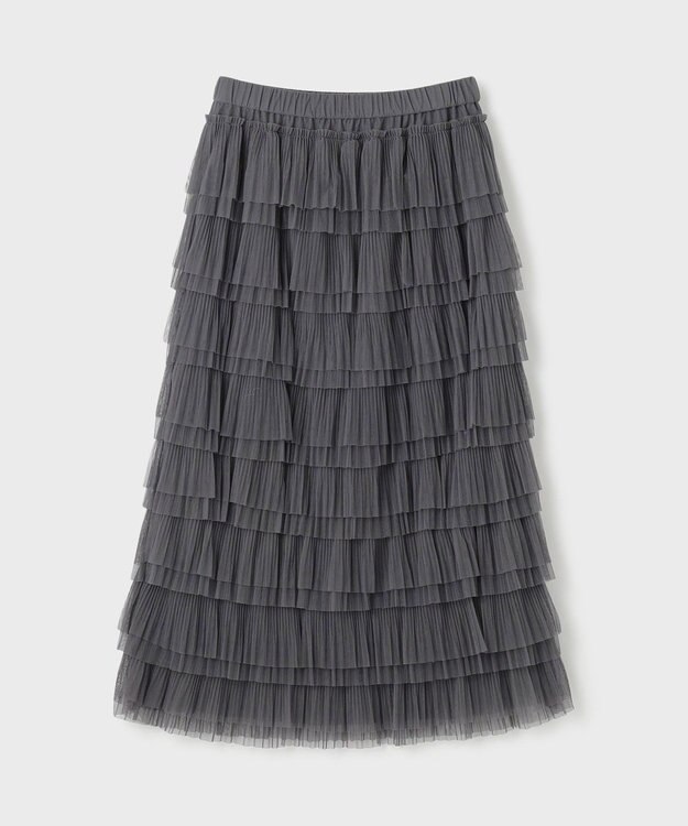 GRACE CONTINENTAL タイトティアードチュールスカート グレー