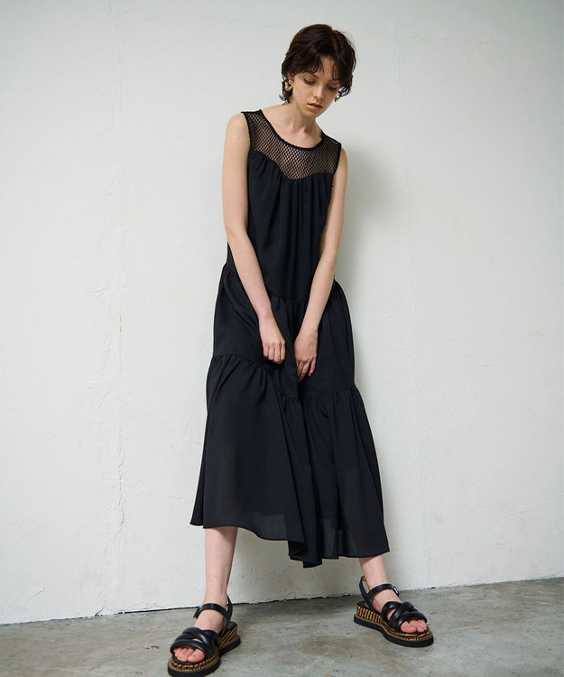 GRACE CONTINENTAL シアードレープマキシ ブラック