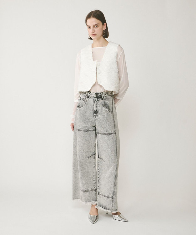 GRACE CONTINENTAL ライン切替デニムパンツ グレー