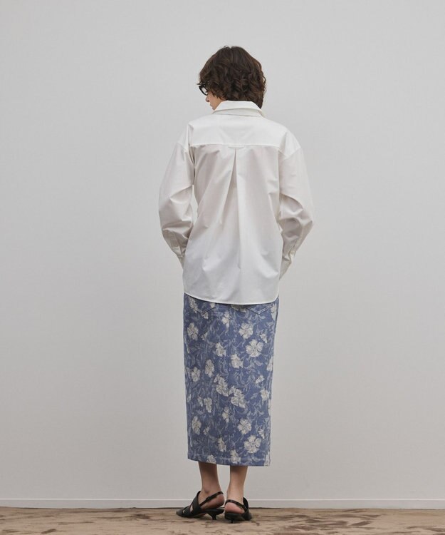 GRACE CONTINENTAL ボタニカルジャガードスカート ブルー