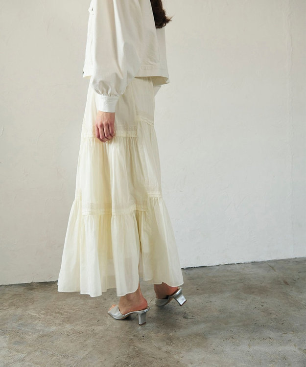 GRACE CONTINENTAL ギャザーレースロングスカート キナリ