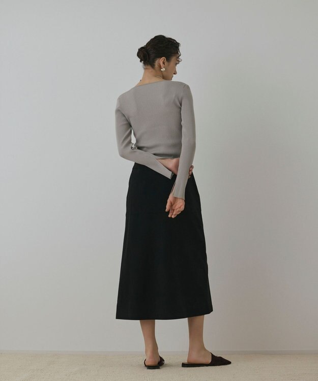 GRACE CONTINENTAL ハイゲージリブニットトップ グレー