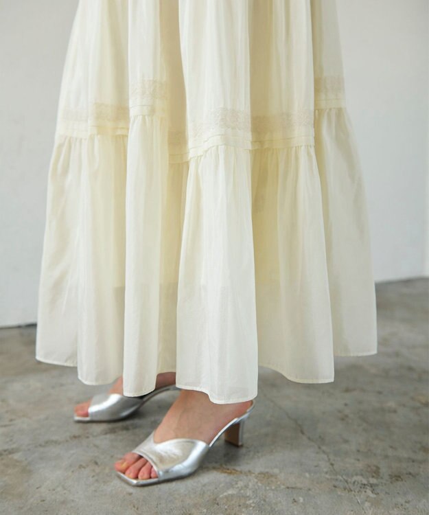 GRACE CONTINENTAL ギャザーレースロングスカート キナリ