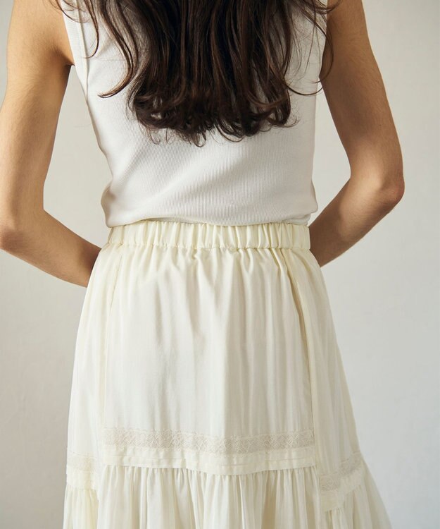 GRACE CONTINENTAL ギャザーレースロングスカート キナリ