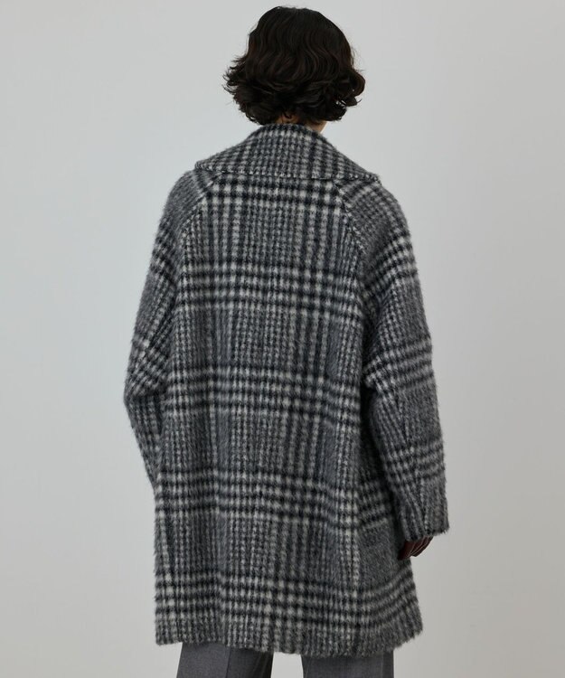 GRACE CONTINENTAL シャギーチェックコート グレー