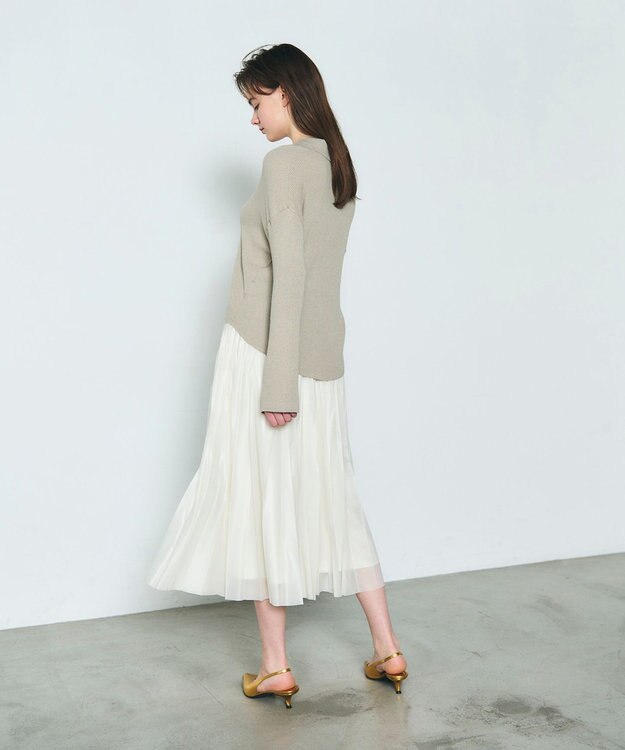 GRACE CONTINENTAL スラブリブシャツニットトップ ベージュ