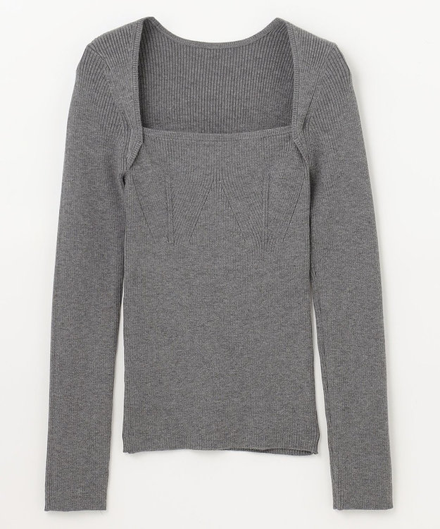 GRACE CONTINENTAL スクエアネックリブトップ グレー