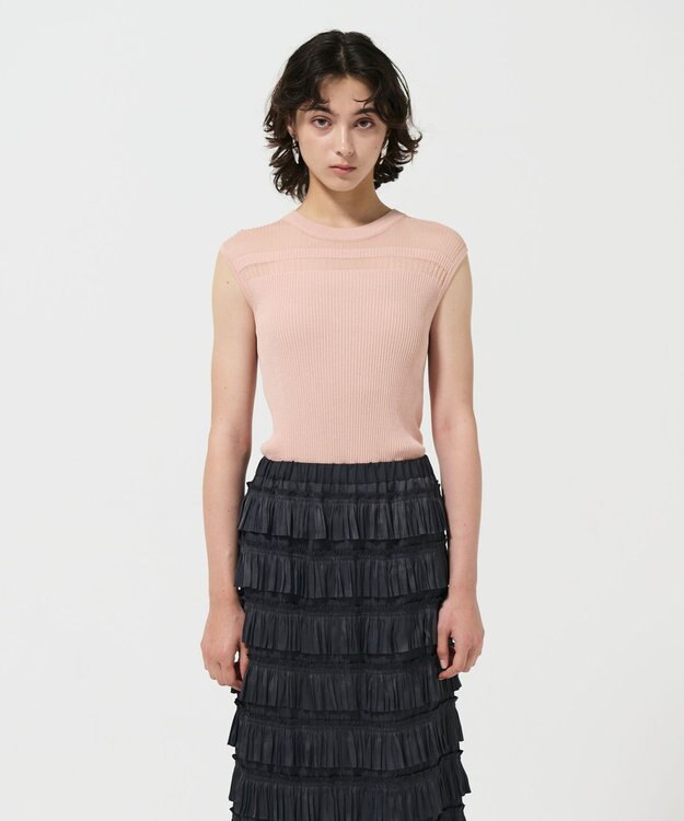 GRACE CONTINENTAL リブシアーニットトップ ピンク