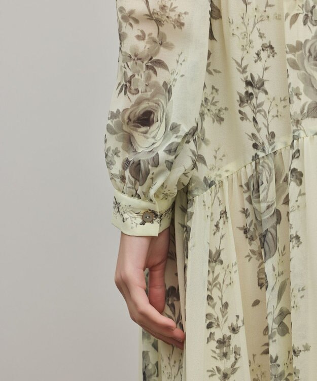 GRACE CONTINENTAL フラワープリントティアードワンピース イエロー