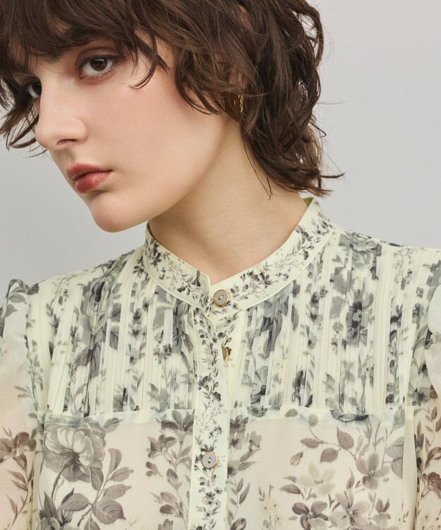 GRACE CONTINENTAL フラワープリントティアードワンピース イエロー