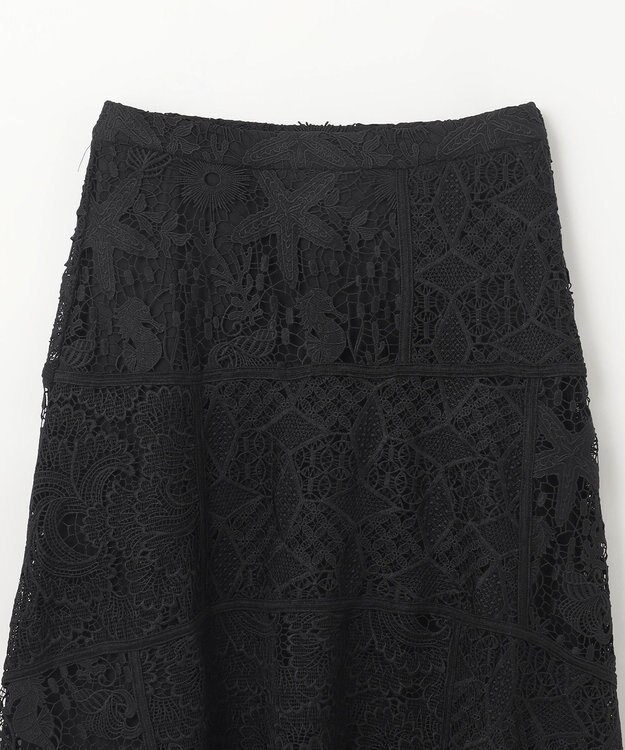 GRACE CONTINENTAL ケミカルレースパッチワークスカート ブラック