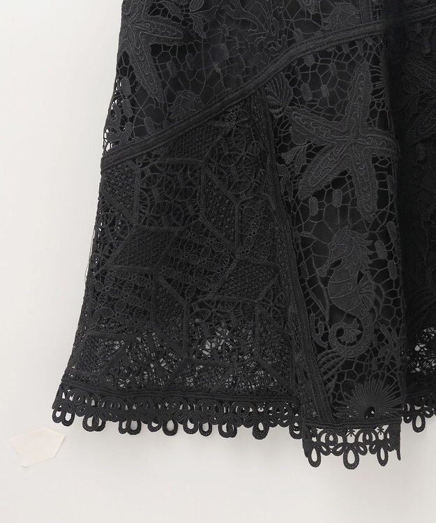 GRACE CONTINENTAL ケミカルレースパッチワークスカート ブラック