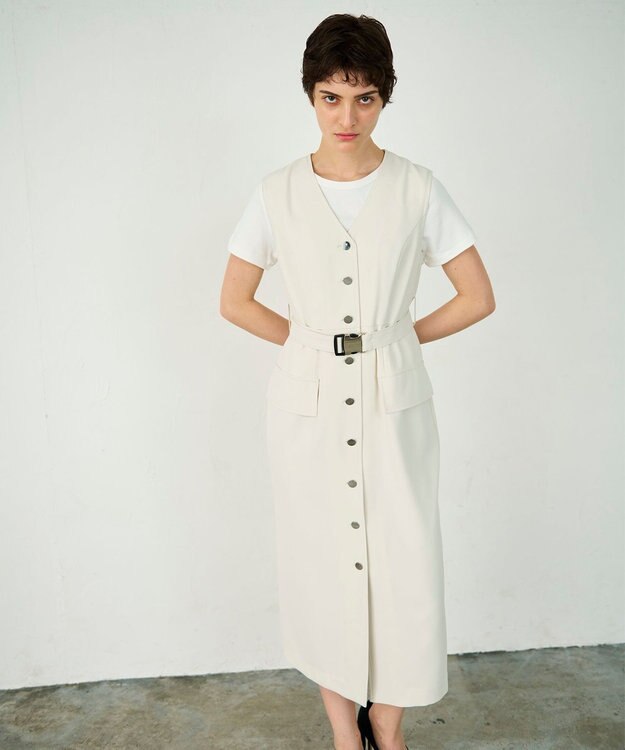 GRACE CONTINENTAL ベルト付ジャンパースカート キナリ