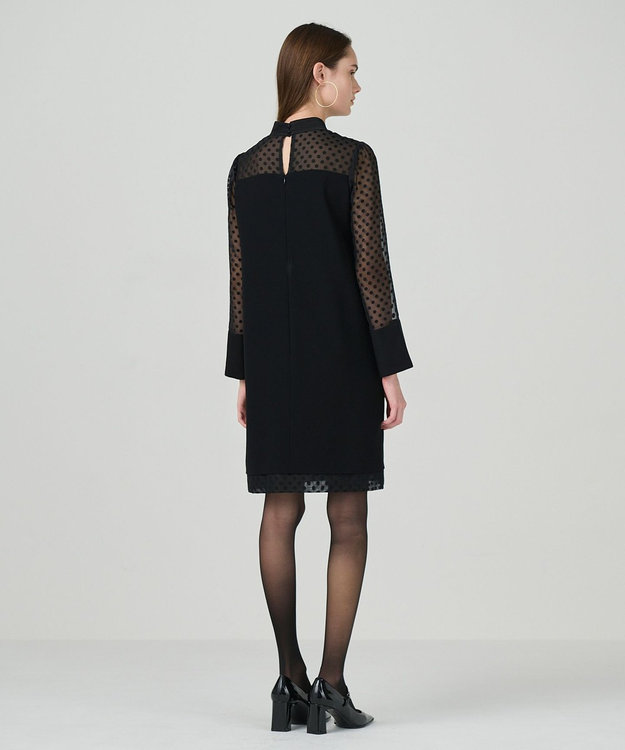 GRACE CONTINENTAL シアージャガード切替ドレス ブラック