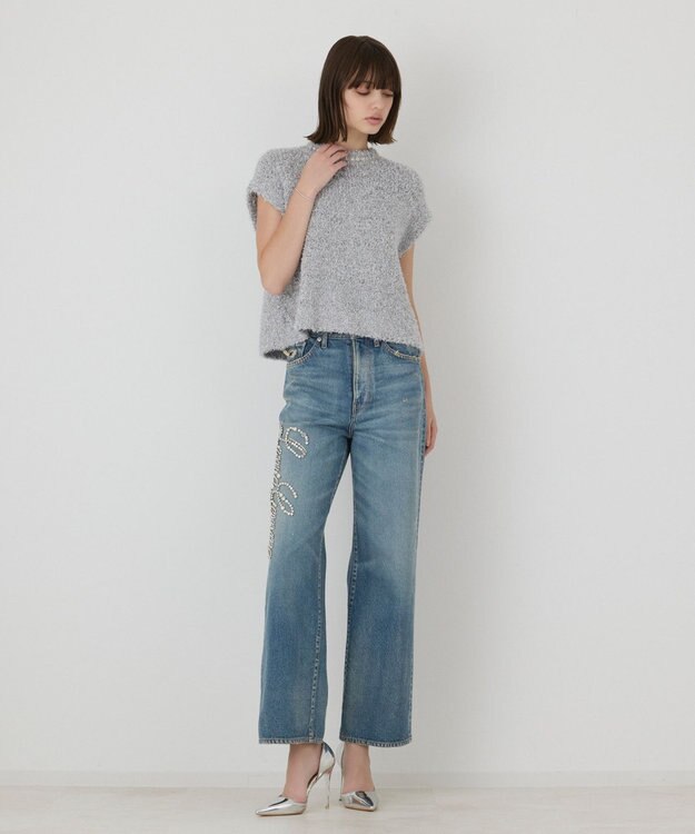 GRACE CONTINENTAL 【イベント店舗・ONLINE STORE先行アイテム】グリッターニットトップ シルバー