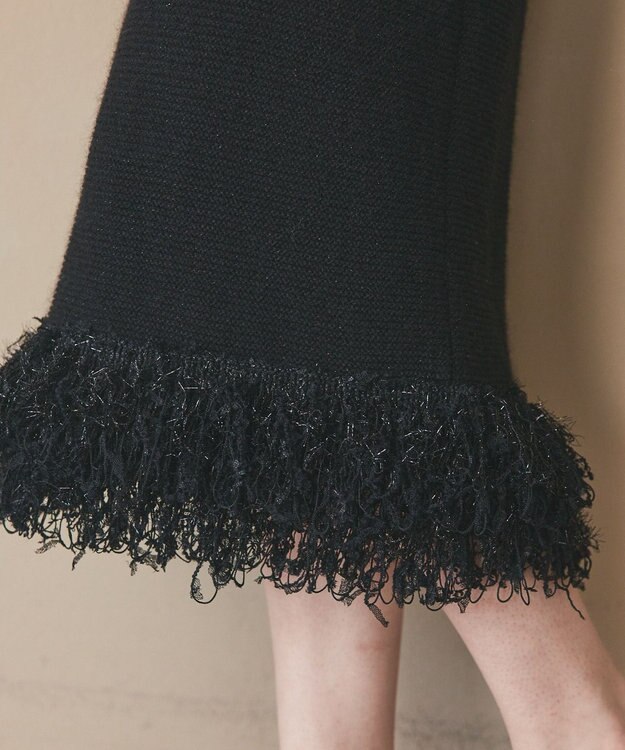 GRACE CONTINENTAL ラメフェザーフリンジスカート ブラック