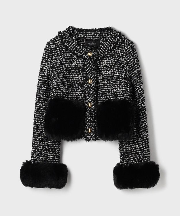 GRACE CONTINENTAL ツイードコンビジャケット ブラック