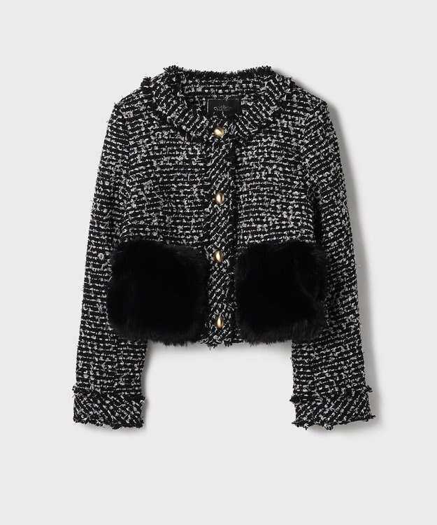 GRACE CONTINENTAL ツイードコンビジャケット ブラック