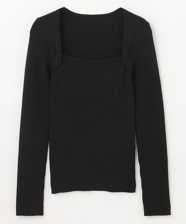 GRACE CONTINENTAL スクエアネックリブトップ ブラック