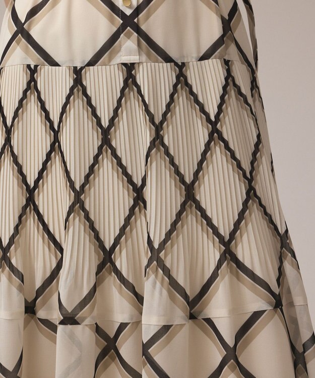 GRACE CONTINENTAL チェックプリントプリーツワンピース ベージュ