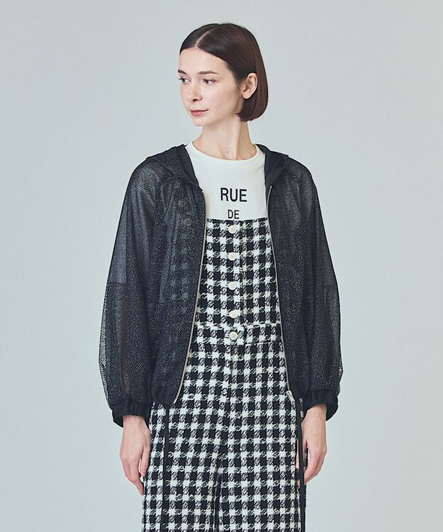 GRACE CONTINENTAL マクラメメッシュフーディー ブラック