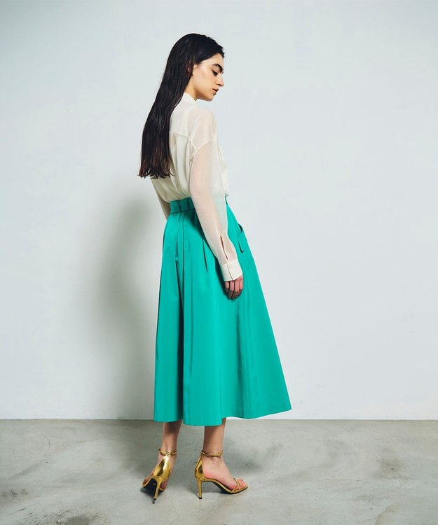 GRACE CONTINENTAL グログランタックフレアスカート グリーン