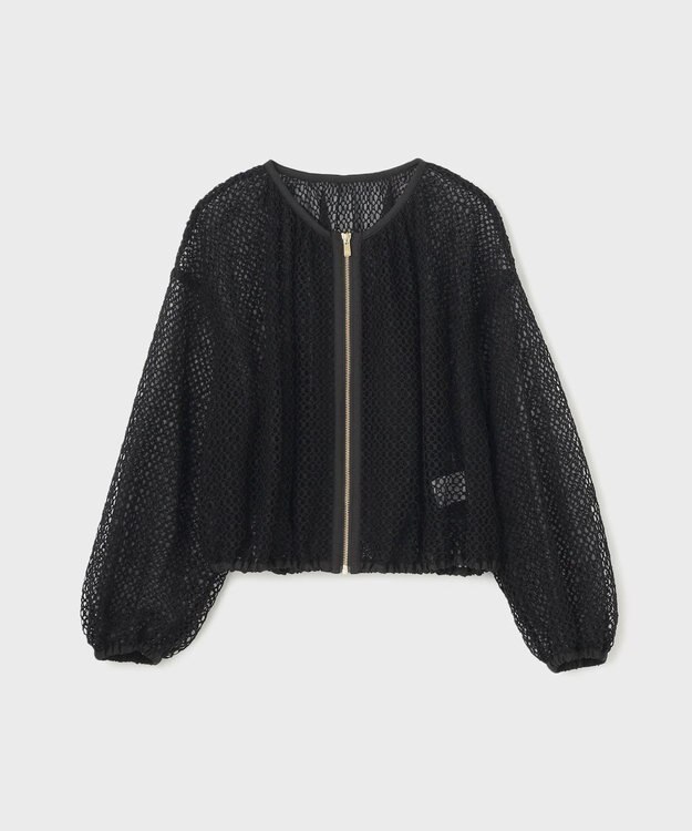 GRACE CONTINENTAL メッシュギャザーブルゾン ブラック