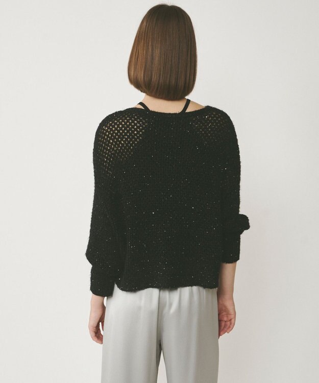 GRACE CONTINENTAL スパンメッシュニットトップ ブラック