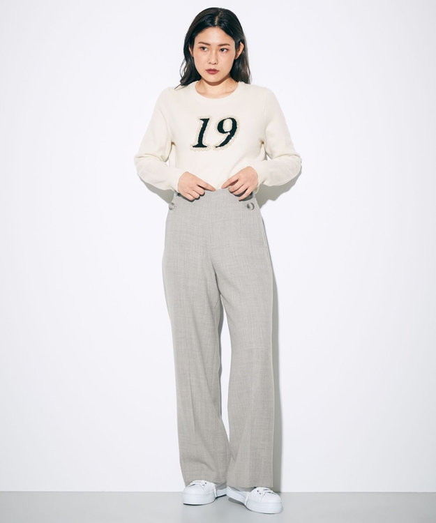 GRACE CONTINENTAL ウールストレッチセミワイドパンツ グレー