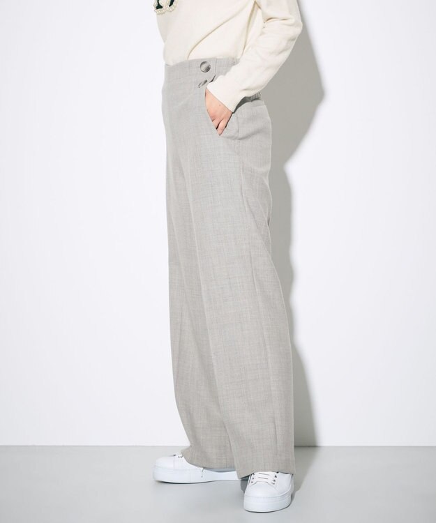 GRACE CONTINENTAL ウールストレッチセミワイドパンツ グレー