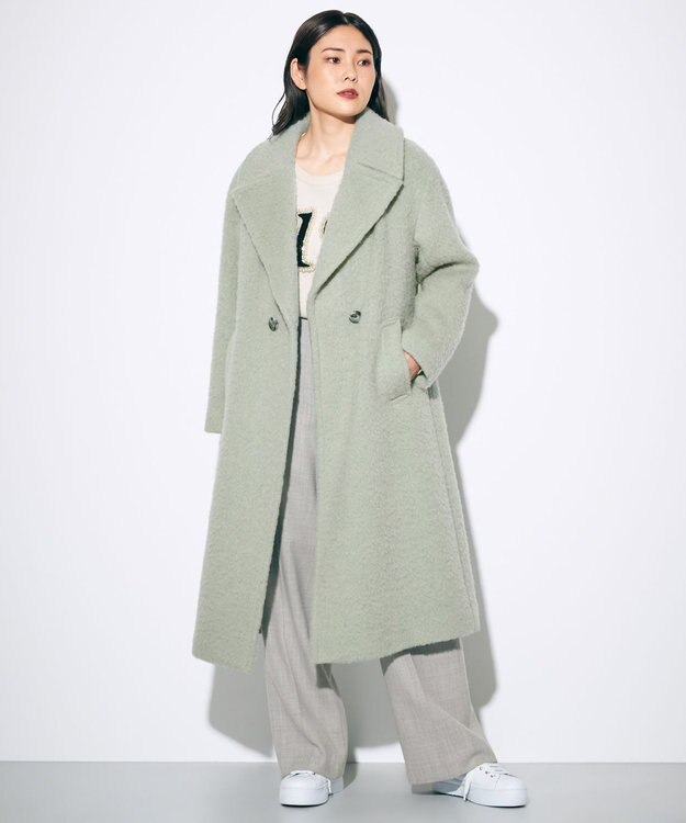 GRACE CONTINENTAL ウールストレッチセミワイドパンツ グレー