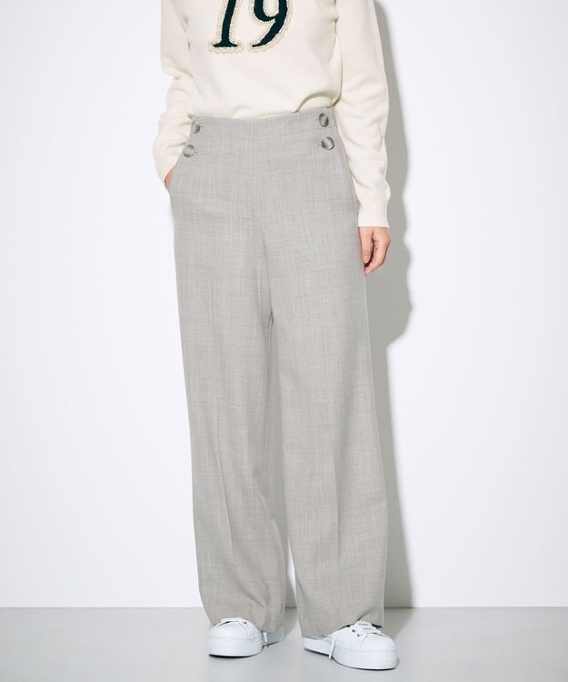 GRACE CONTINENTAL ウールストレッチセミワイドパンツ グレー