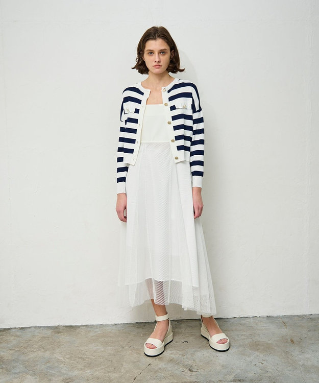 DRIES VAN NOTEN オーバーサイズ ボーダー ニット カーディガン DRIES VAN NOTEN オーバーサイズ ボーダー ニット カーディガン