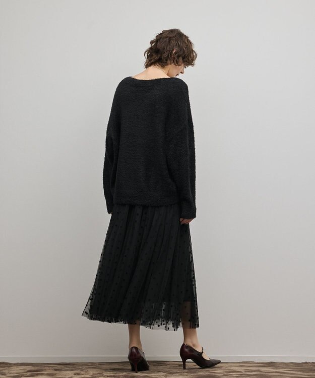 GRACE CONTINENTAL ラメフェザーニットトップ ブラック